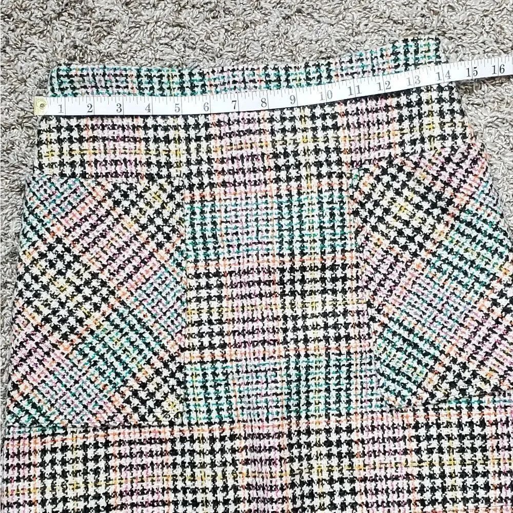 Maeve Coral, Gray, Green & Orange Plaid Tweed Skirt - Picture 3 of 7